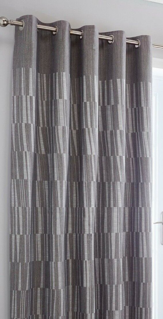 Detriot Lined curtains with eyelet ring tops in charcoal grey