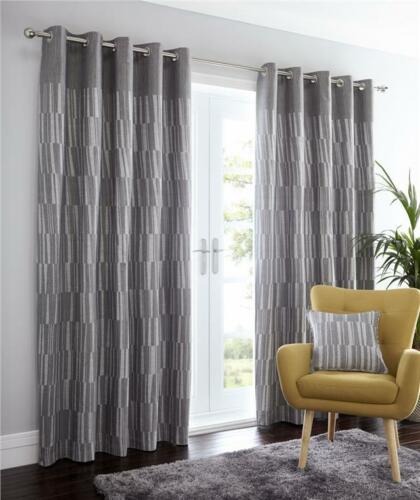 Detriot Lined curtains with eyelet ring tops in charcoal grey