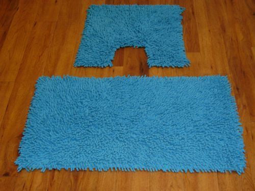 Luxury 2 piece shaggy bath mat set in 6 colours