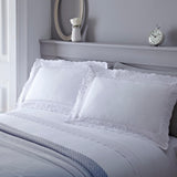 Serene Renaissance Lace Trim Bedding Duvet Cover 2 Pillowcase Set, White