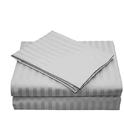 Hotel Quality Grey 300 T/c 100% Cotton Sateen Stripe 2'6" x 5'9" fitted sheets