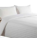 Hotel Quality White 300 T/c 100% Cotton Sateen Stripe single bed 4'6 x 6'6" fitted sheets