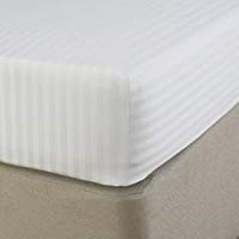 Hotel Quality White 300 T/c 100% Cotton Sateen Stripe long Superking bed fitted sheets