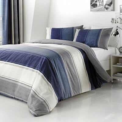 Bentley Easy Care Reversible Duvet Cover Bedding blue grey ochre blush