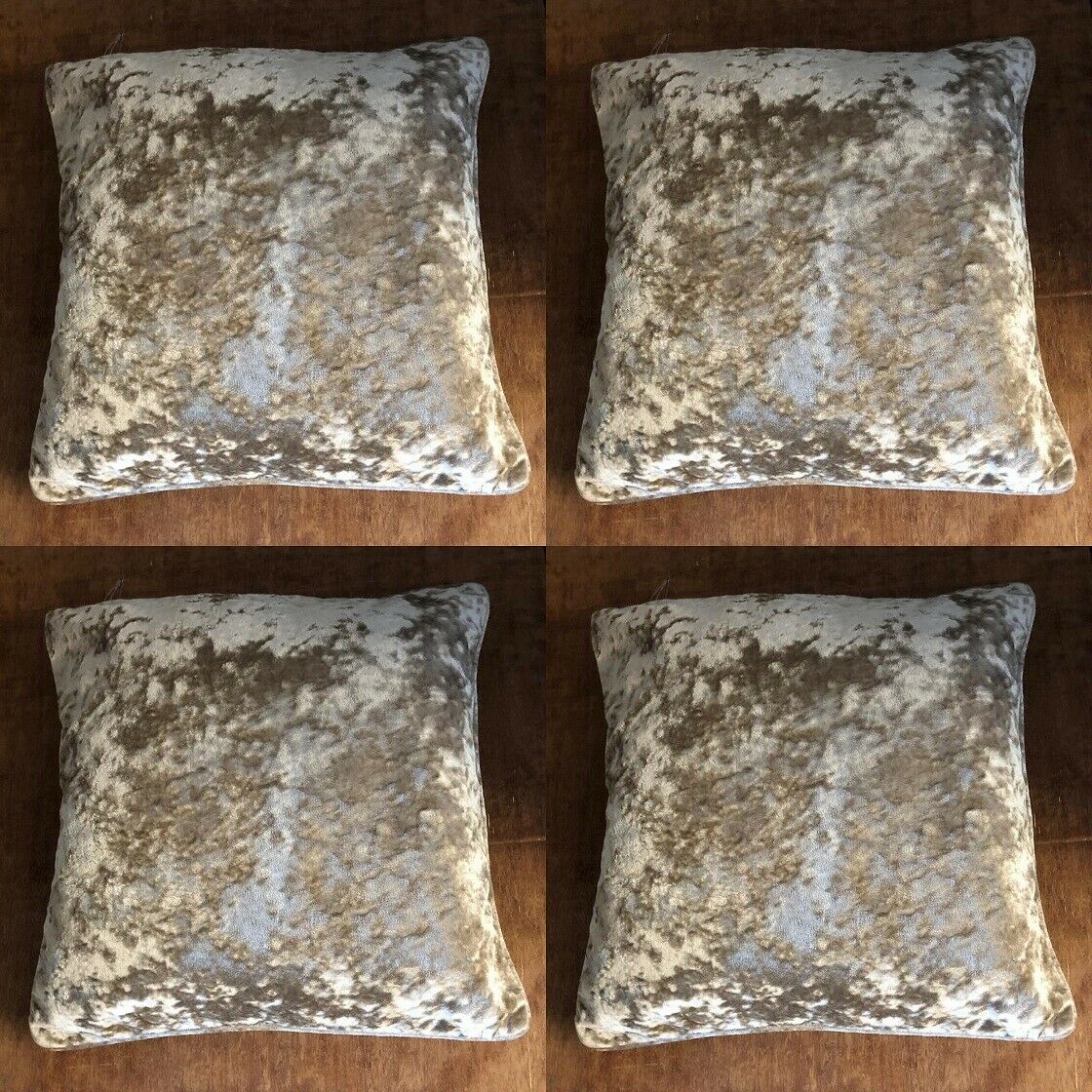 CHAMPAGNE CRUSHED VELOUR FILLED CUSHION COVERS 45 X 45CM 18" x 18" with or without pads