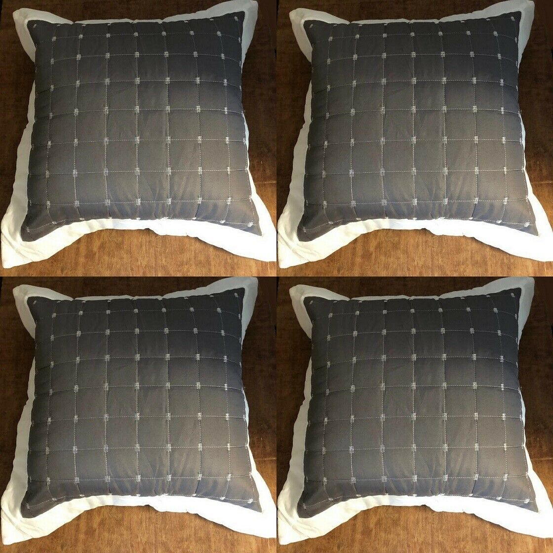 Versailles Charcoal Grey/Cream Oxford Cushions 18" x 18" with or without pads